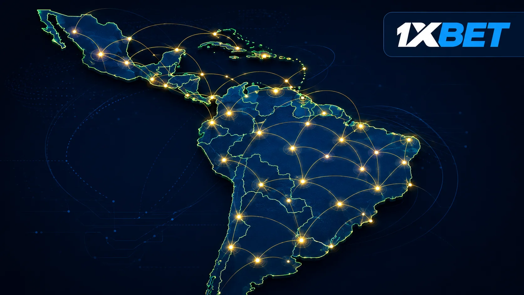 Mapa de cobertura del programa MobCash 1xBet en Latinoamérica